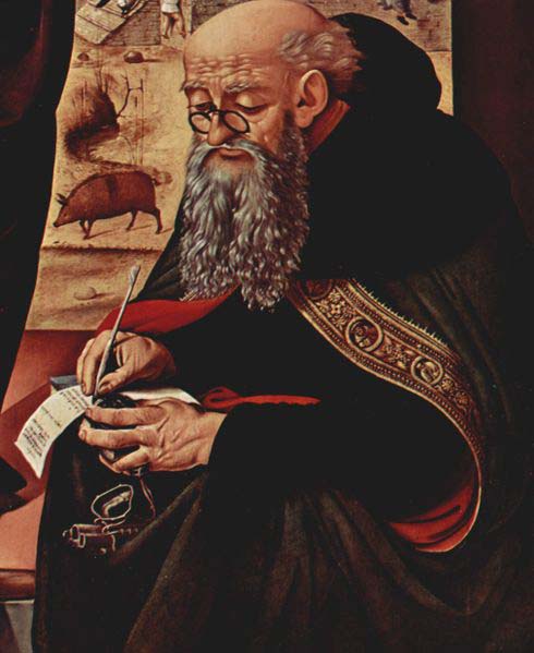 Saint Anthony with pig in background, c. 1480